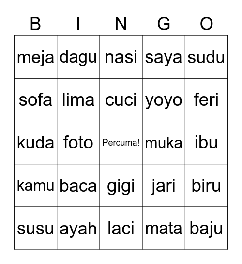 Bingo Kata 1 Bingo Card