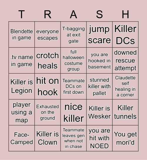 Ultimate DBD Bingo Card