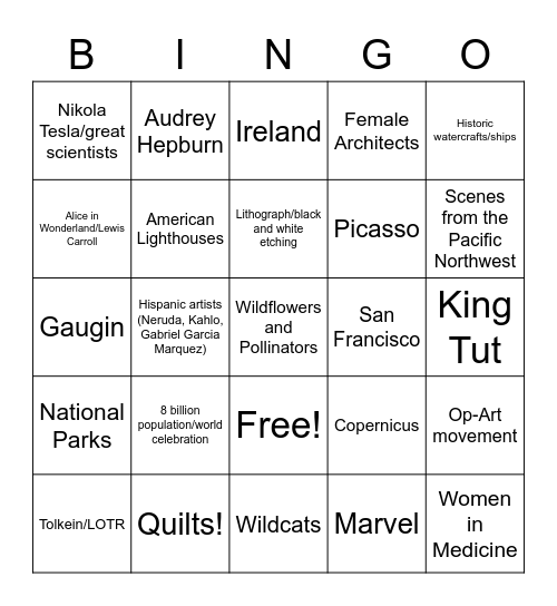 2023 Stamp Releases Bingo Card