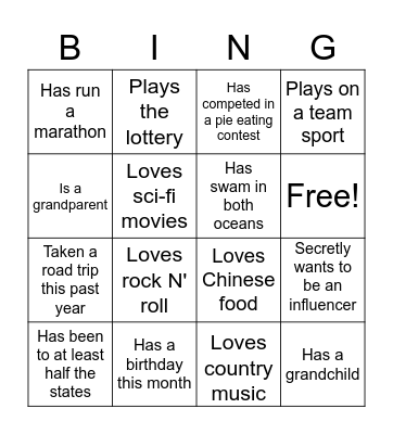 Let's Mingle! Bingo Card