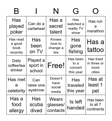 IA Team Bingo Card