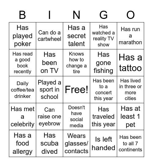 IA Team Bingo Card