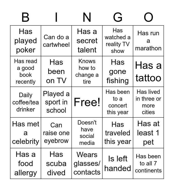 IA Team Bingo Card