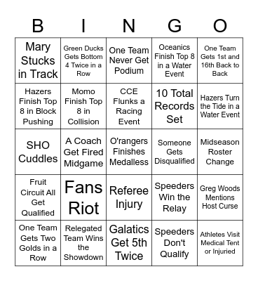 Marble League  2022 Bingo Card