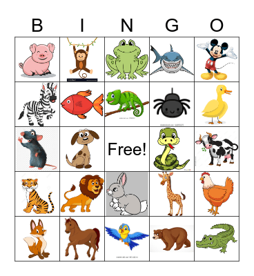 ASL: Animals! Bingo Card