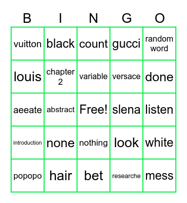 BINGO: PR2 Edition Bingo Card