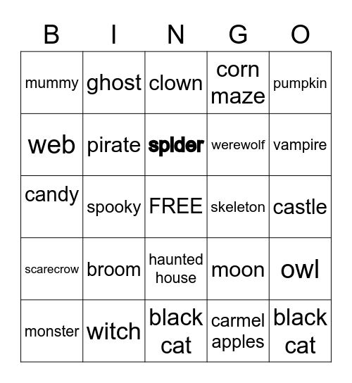 Halloween Bingo Card