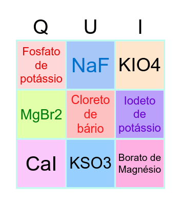 SAIS INORGÂNICOS Bingo Card