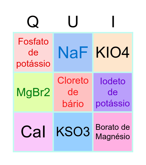 SAIS INORGÂNICOS Bingo Card