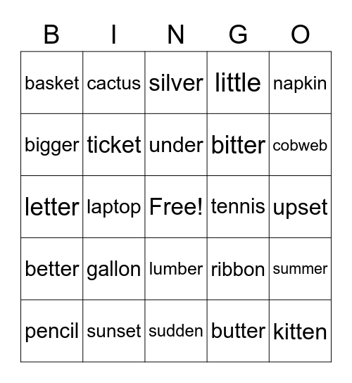 5th Grade October Bingo Card