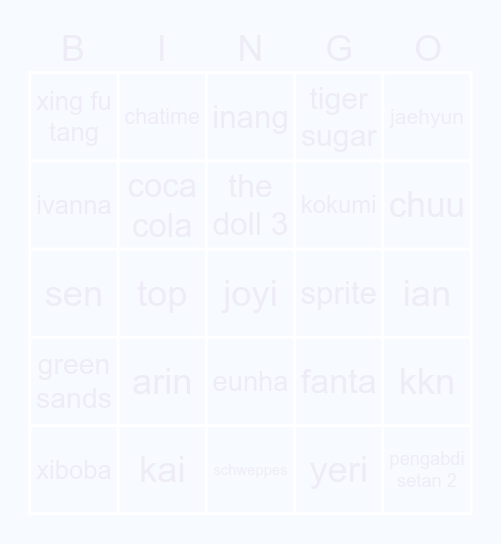 𓂃𓈒 ⊹ ° . ˚ ⩩ 𓄧 Bingo Card