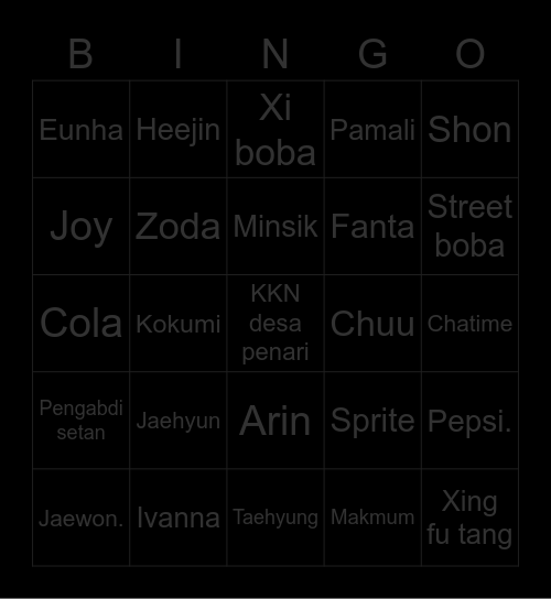 SIK K 🚬 Bingo Card