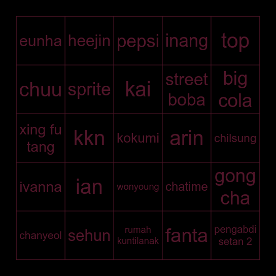 krY Bingo Card