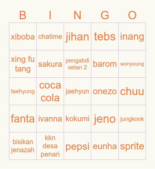 JULEYYYYA Bingo Card