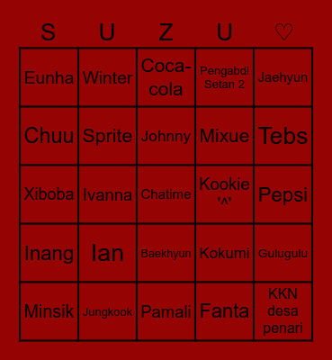 Jongwon Bingo Card