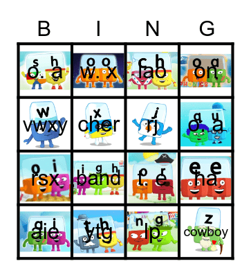 Alphablocks Bingo Phase 3 Bingo Card