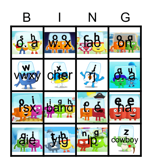 Alphablocks Bingo Phase 3 Bingo Card