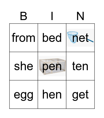 Red Hen short e Bingo Card