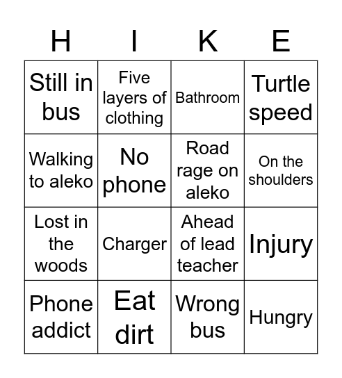 Block day Bingo Card