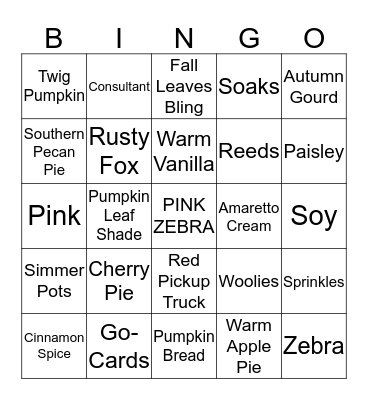 Pink Zebra Bingo Card