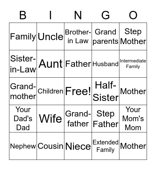 Family! Bingo Card