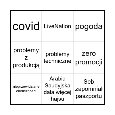 Swedish House Mafia bingo Card