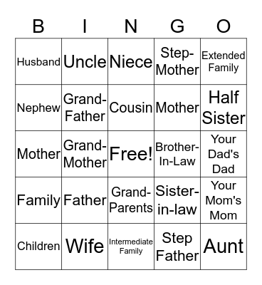 Family! Bingo Card