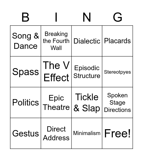 Brecht Bingo Card