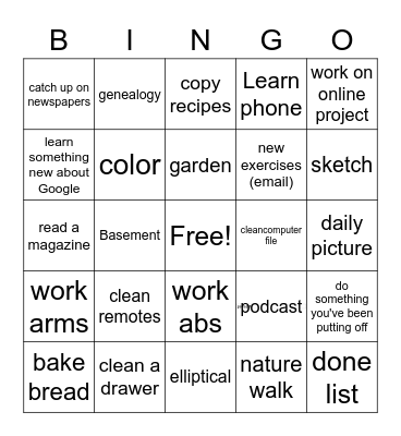 Weekly Bingo Card