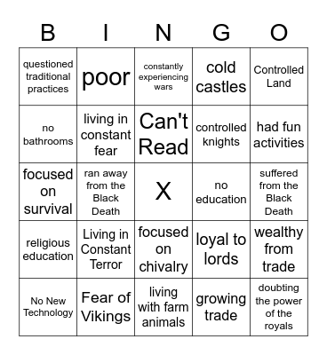 Noble Life Bingo Card