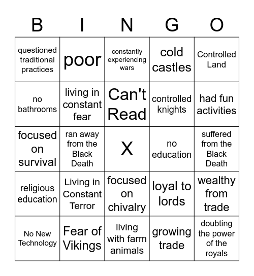 Noble Life Bingo Card