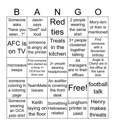 Scavenger Hunt Bingo Card