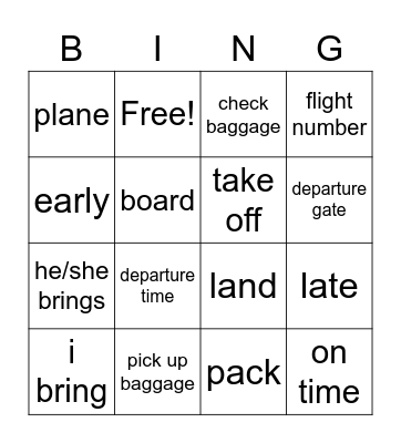 Vacaciones Bingo Card