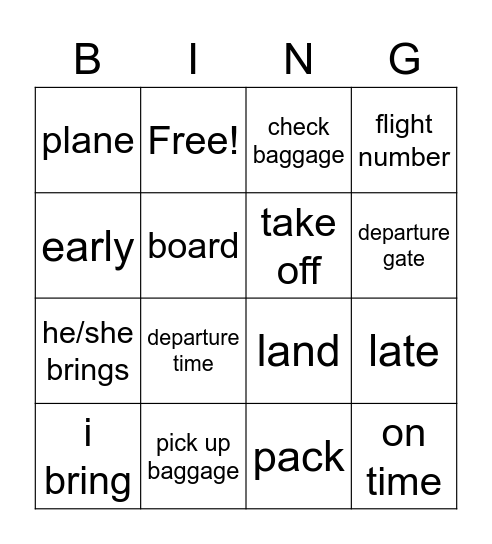 Vacaciones Bingo Card