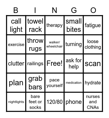 Safety Bingo Card