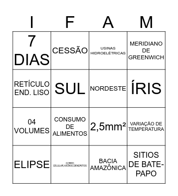 BINGO DO CONHECIMENTO Bingo Card