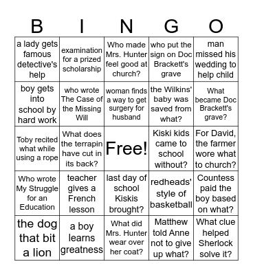 8th Grade Lit. Test 3 Practice Bingo Card