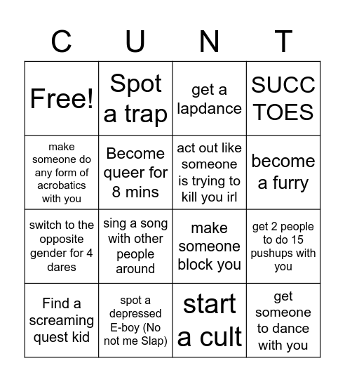 Da Boyzzz night Bingo Card