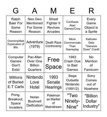 Video Game Documentary Bingo Card