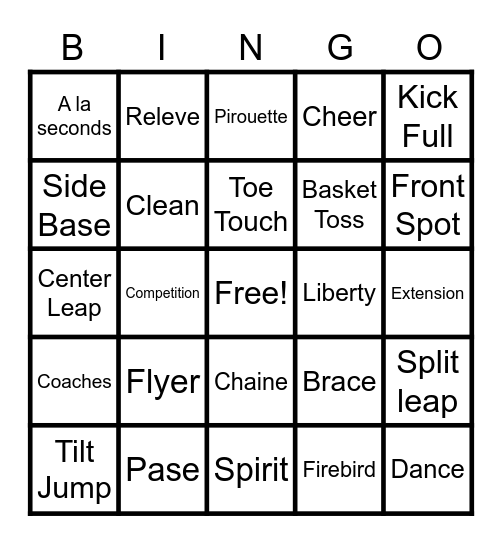 DHS Cheer & Dance Bingo Card