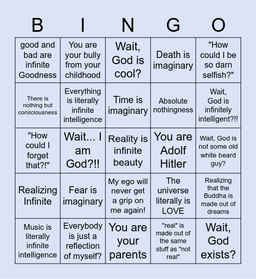 Enlightenment Bingo Card