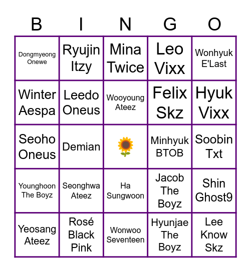 Yeosanguniverse's bias bingo Card