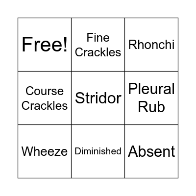 Respiratory Sounds Bingo Card