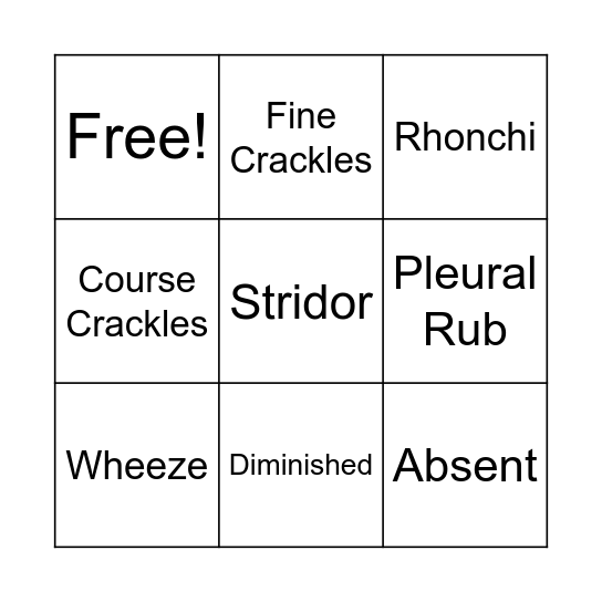 Respiratory Sounds Bingo Card