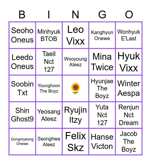 Yeosanguniverse's bias bingo Card