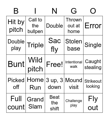 Fall Classic Baseball Bingo Card