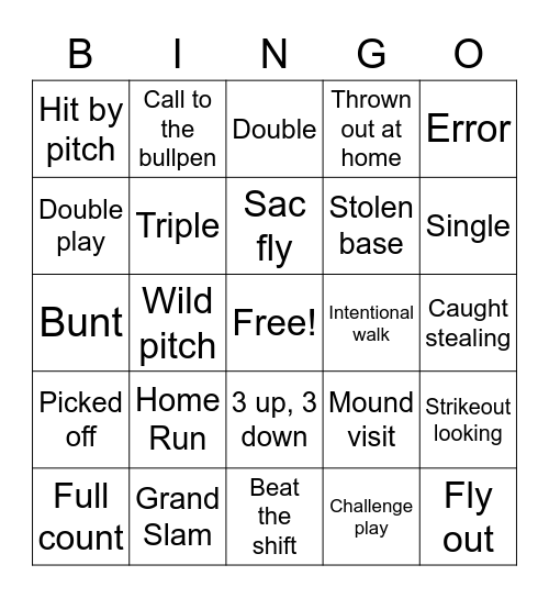 Fall Classic Baseball Bingo Card