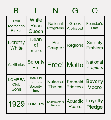 LOMPEA FUN NIGHT Bingo Card