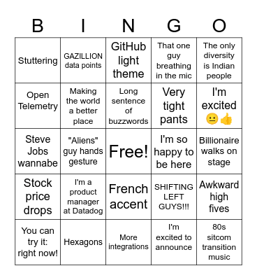 Dash Con Bingo Card