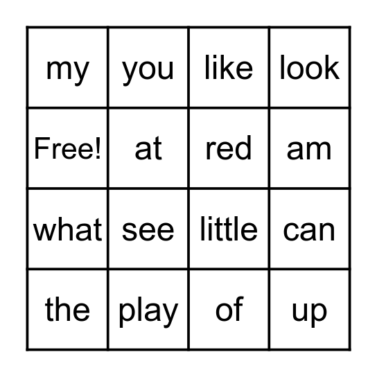Colton's Sight Words Bingo Card